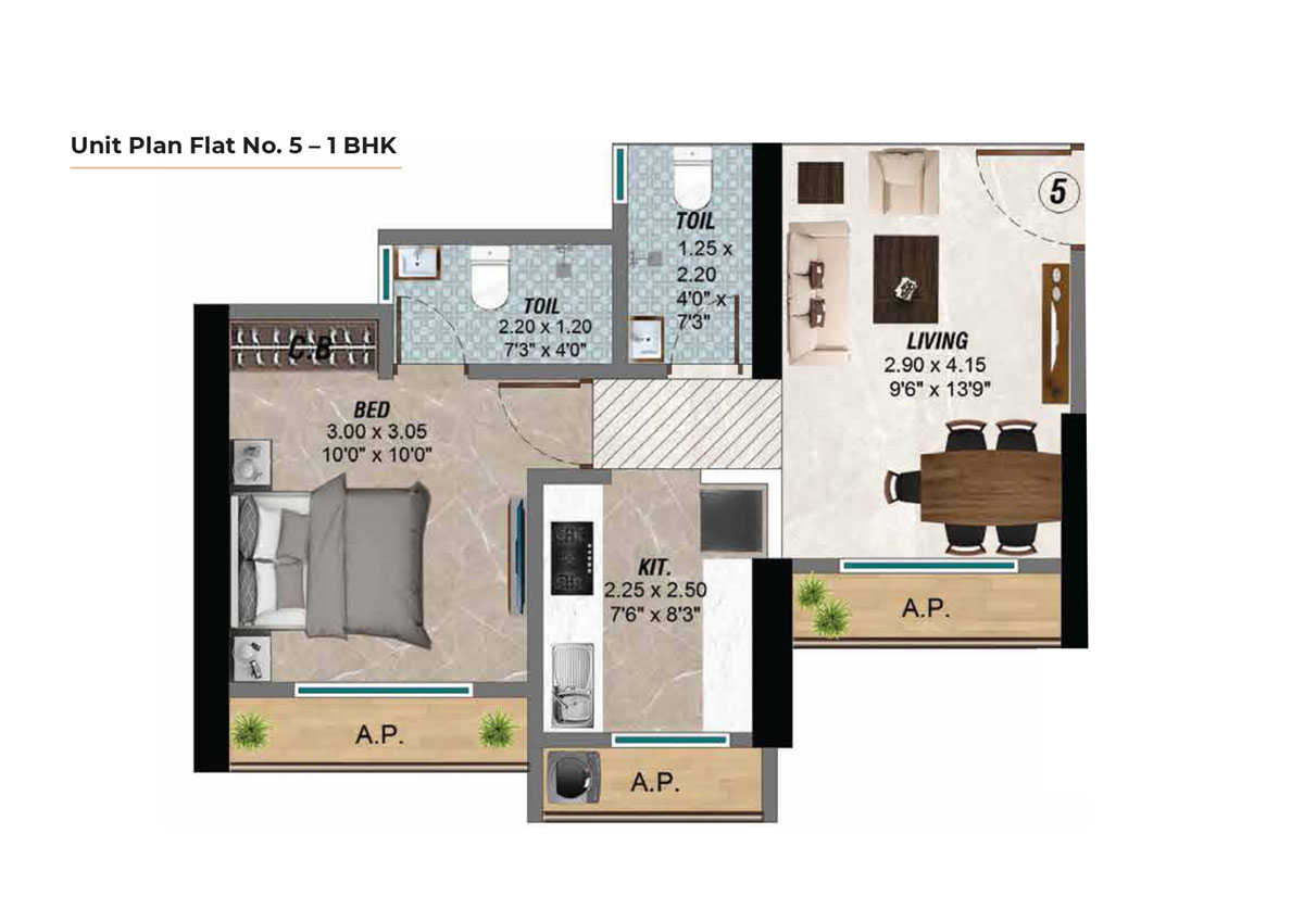 1BHK Floor Plan